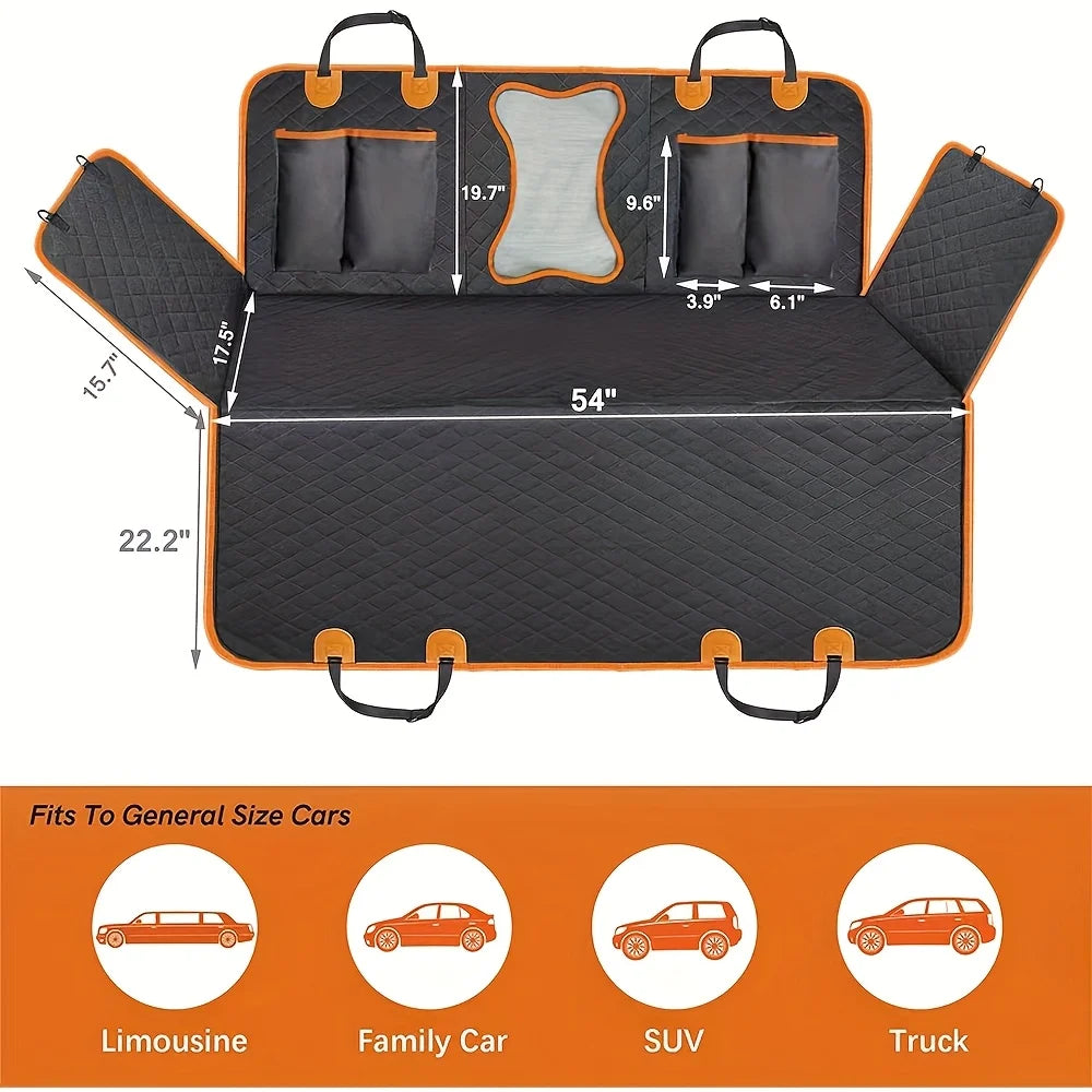 Pet Dog Car Seat Cover 100% Waterproof Seat Cover Hammock 600D Heavy Duty Scratch & Slip Durable Soft Back Seat Cover for Cars,