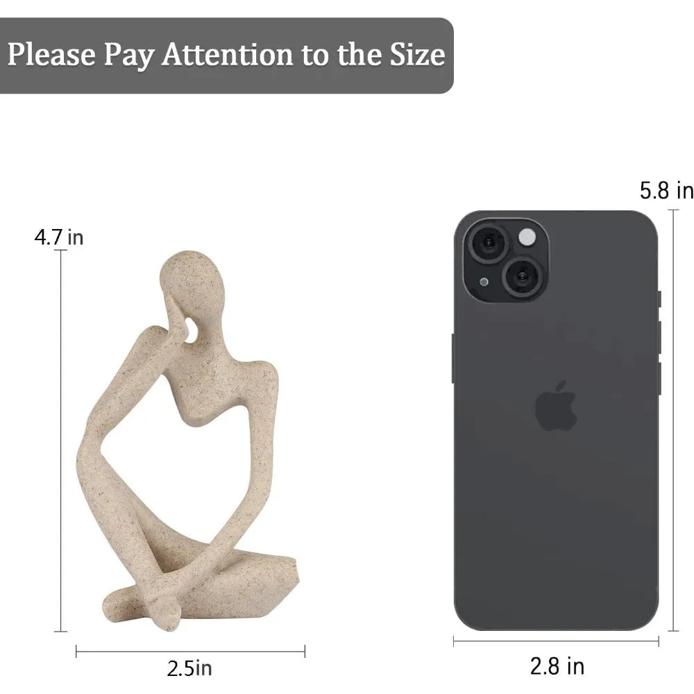 Sandstone Resin Thinker Style Abstract Sculpture Statue Collectible Figurines Home Office Bookshelf Desktop Decor