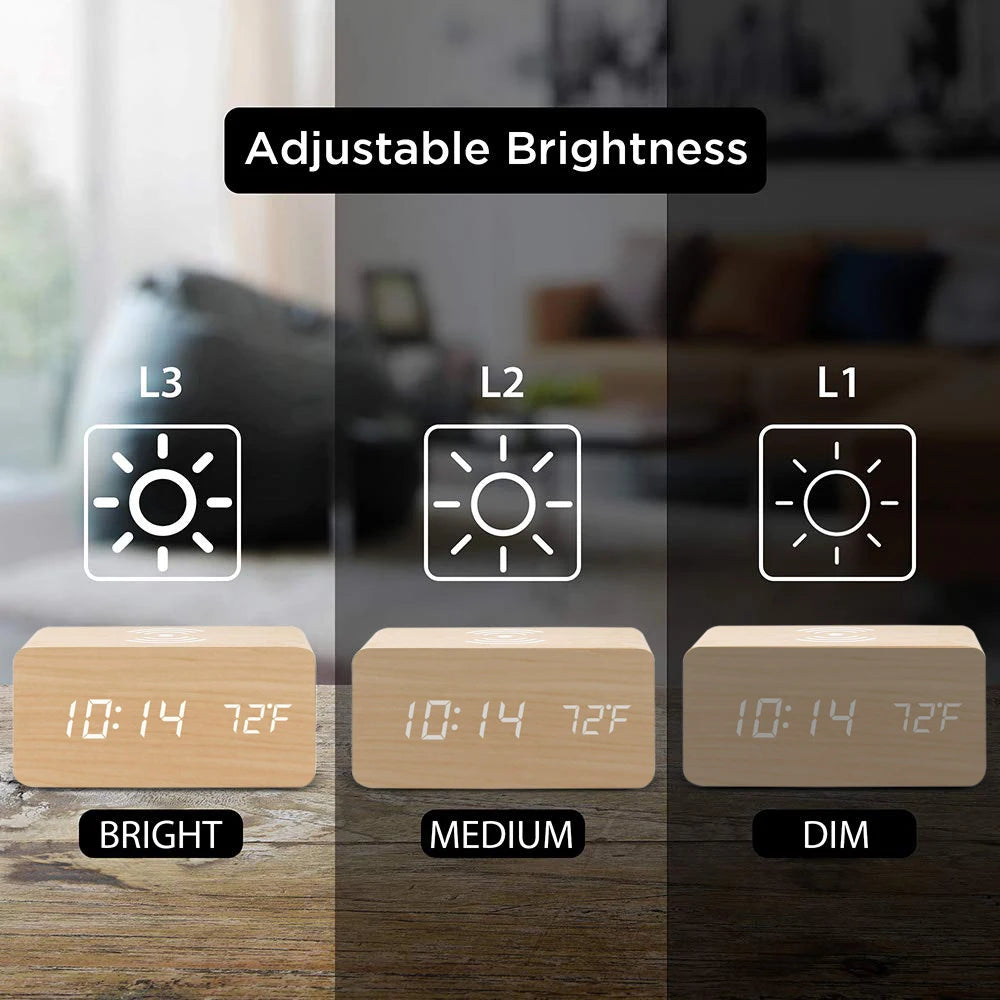 Multifunctional LED Digital Alarm Clock Desktop Charging Clock 12/24H Display Unique Home Decoration Bedroom Living Room Office