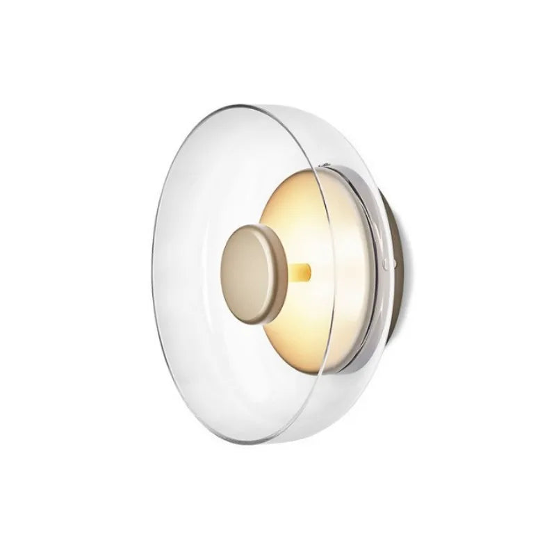 Modern Minimalist Amber Glass Disc Wall Lamp Led Bedroom Living Room Golden Black Indoor Home Decoration Sconce Lighting Fixture