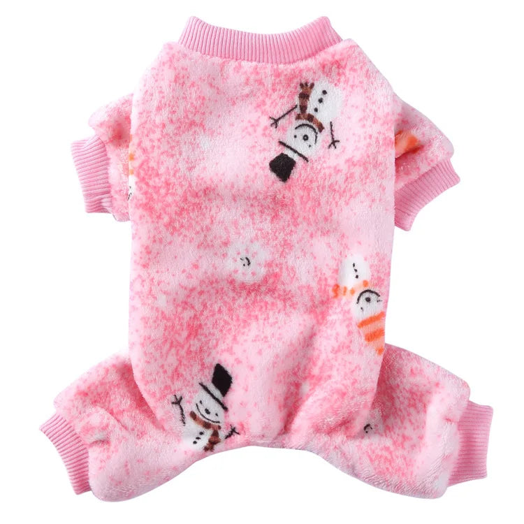 Pet Clothes Four-legged Christmas Dog Coats Costume Fleece Snowflake Cake Elk Autumn and Winter Dog Jackets Halloween Clothes