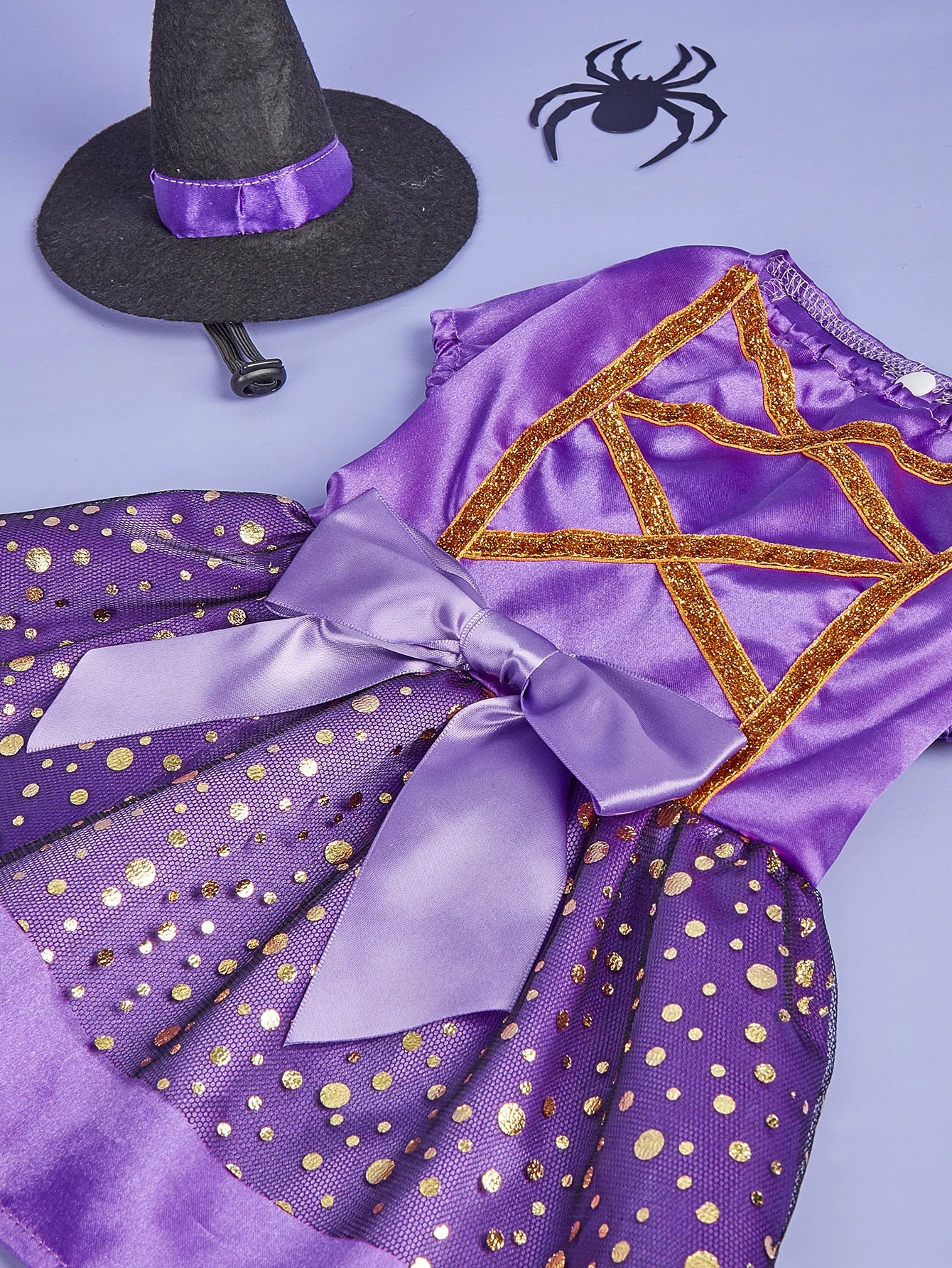 Halloween Dog Dress with Witch Hat Holiday Theme Dog Holiday Party Dresses for Small Dogs Girl Halloween Cat Costume Adjustable