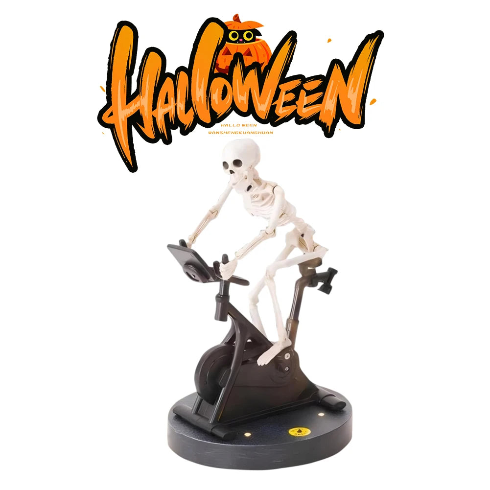 Resin Skeleton Riding Bike Halloween Skeleton Decorations Skeleton Riding An Exercise Bike Home Decor