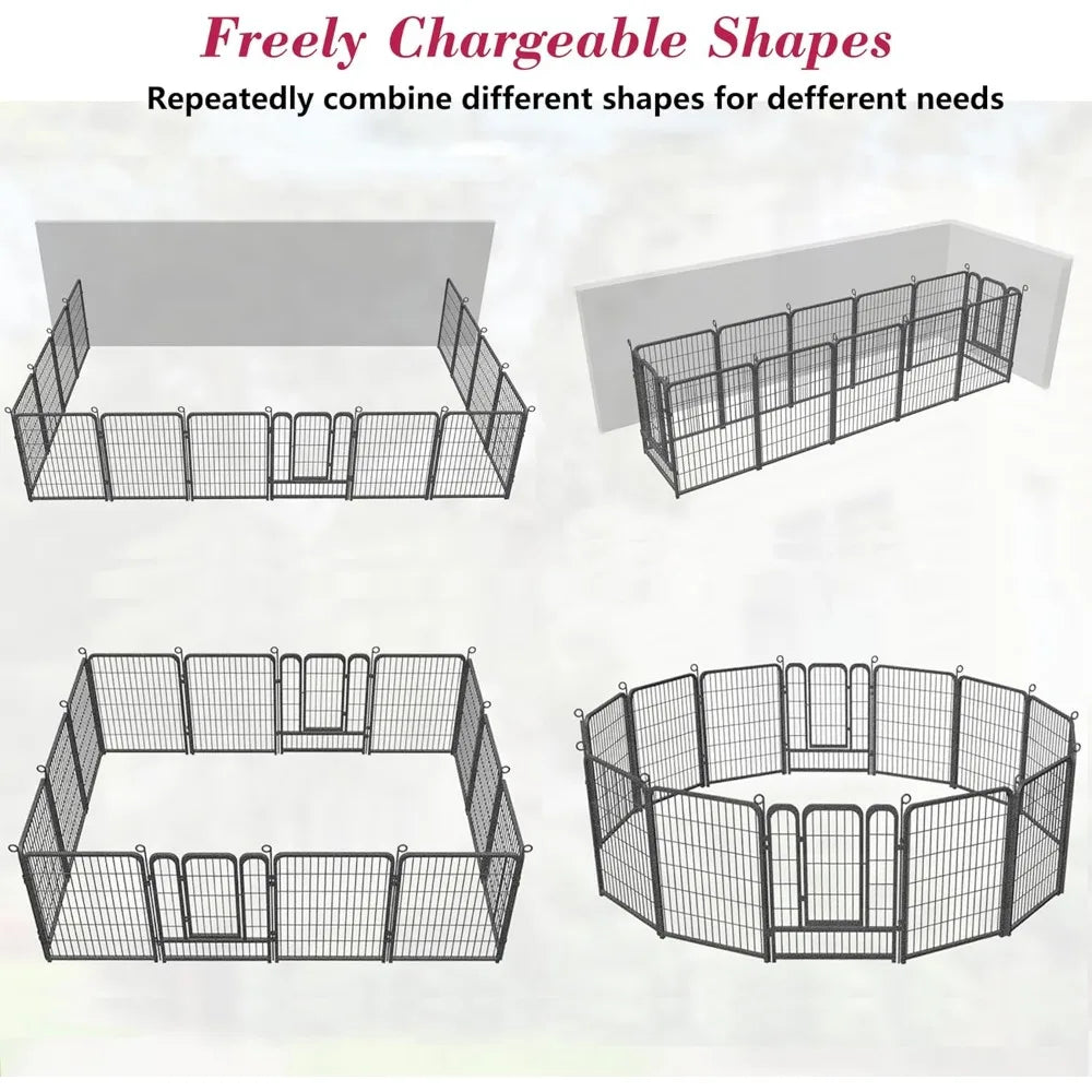 Dog Playpen, 40 inch Height 28 Panels Heavy Duty Dog Fence Pet Playpen with Door, Anti-Rust Dog Exercise Pen with Lock, Portable