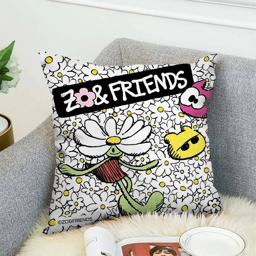 Cute Zo-friend Pillow Case Double-Sided Printing Cushion Cover 45x45 Decorative Cushions Sofa Home Decor Soft Pillowcase
