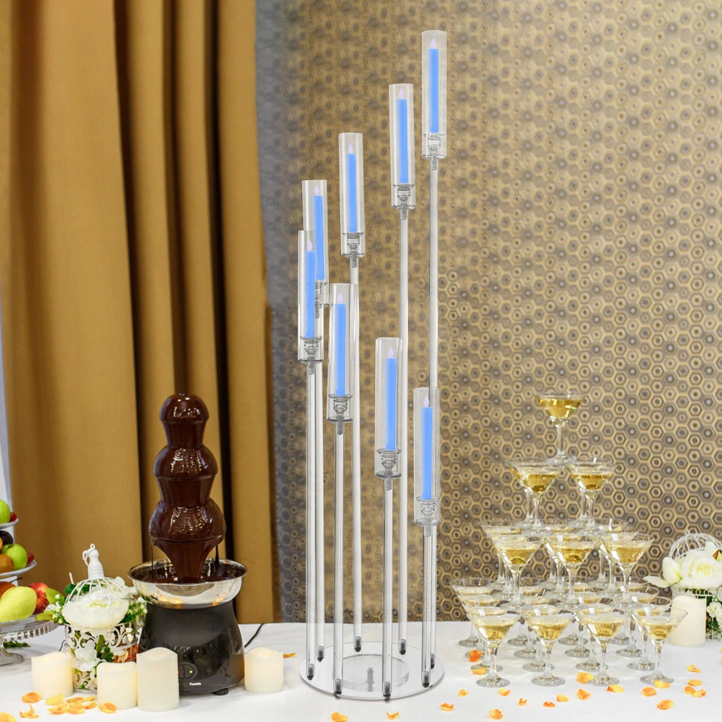 8-head Candle Holder Acrylic Clear Candle Stand for Weddings, Birthdays, Party Event, Centerpieces Decorations