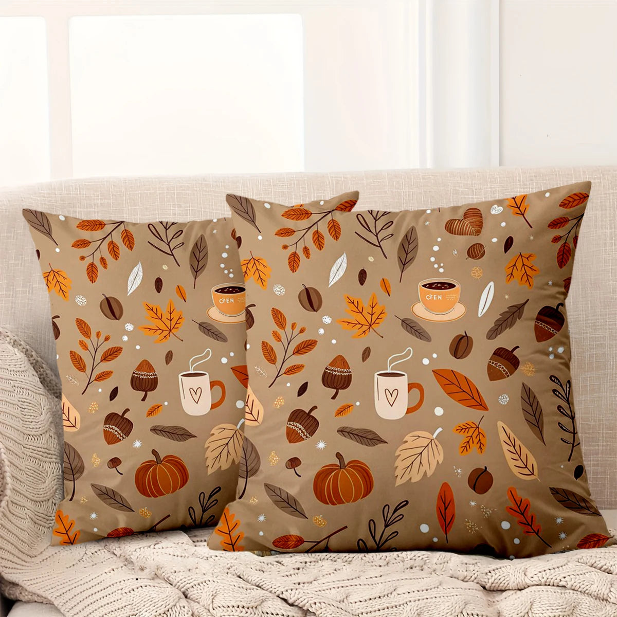 1 Pieces -2D flat printing Autumn Pattern Throw Pillow Cushions Polyester pillowcase sofa decorative cushion cover
