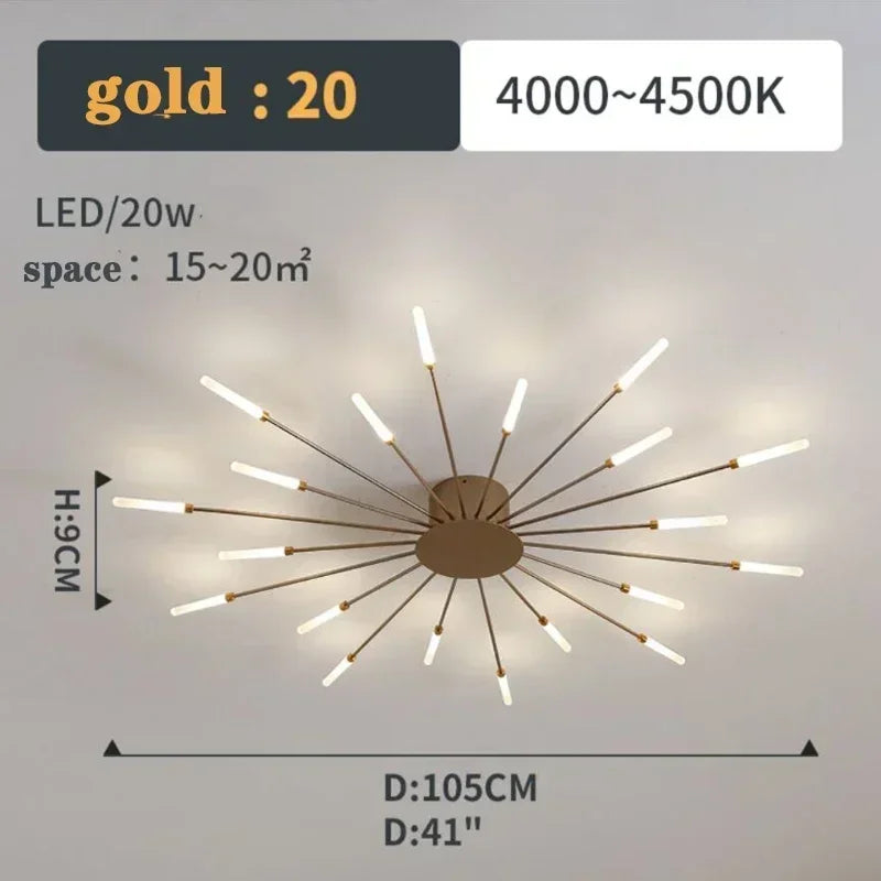 2025 Fireworks Design Ceiling Pendant Light for Living Room Bedroom Lighting Kitchen Chandelier Indoor LED Intelligent