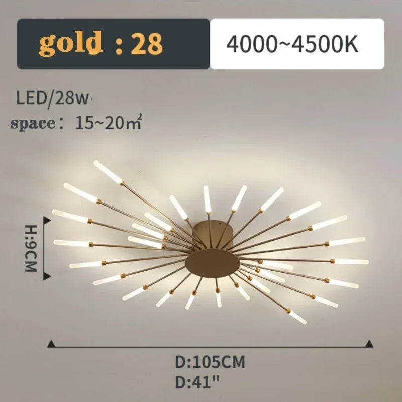 2025 Fireworks Design Ceiling Pendant Light for Living Room Bedroom Lighting Kitchen Chandelier Indoor LED Intelligent