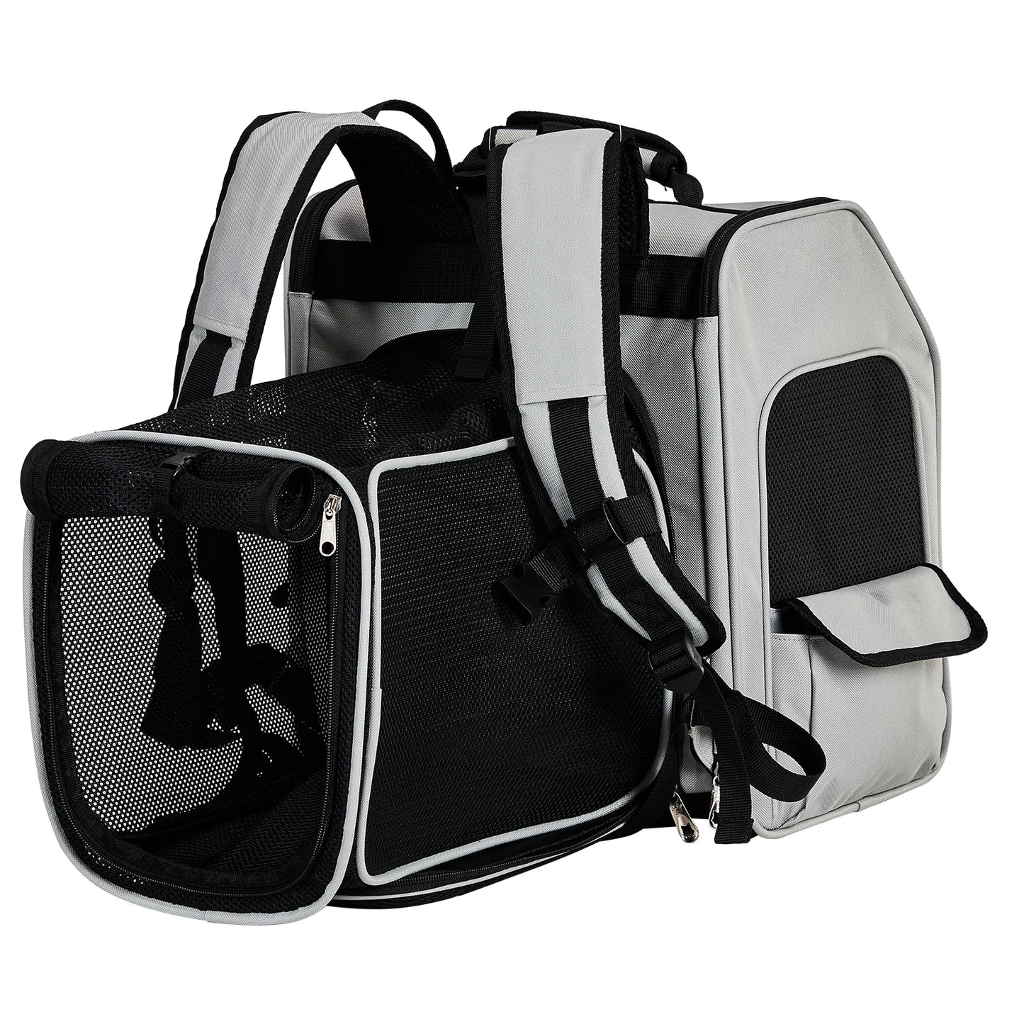 Pet Carrier Backpack, Expandable Cat Dog Carrier with Back Extension, Breathable Mesh Travel Backpack for Small Dogs Cats, Soft