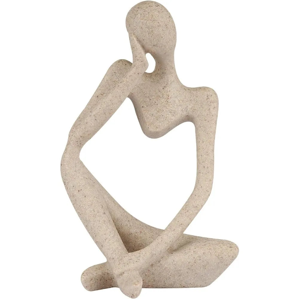 Sandstone Resin Thinker Style Abstract Sculpture Statue Collectible Figurines Home Office Bookshelf Desktop Decor
