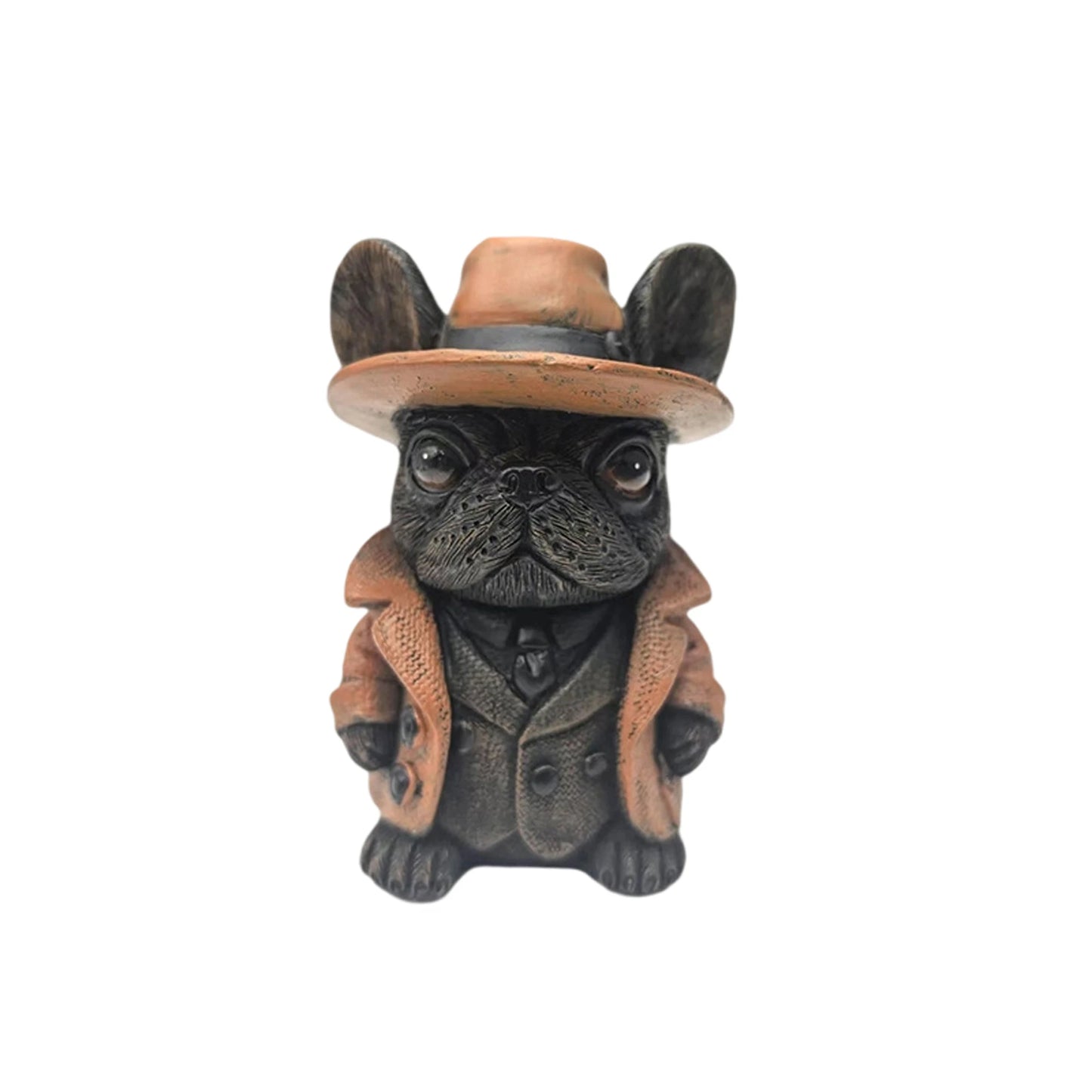 Gothic Halloween Small Dog Figurine with Witch Hat and Jacket Spooky Statue for Shelf Decor and Display