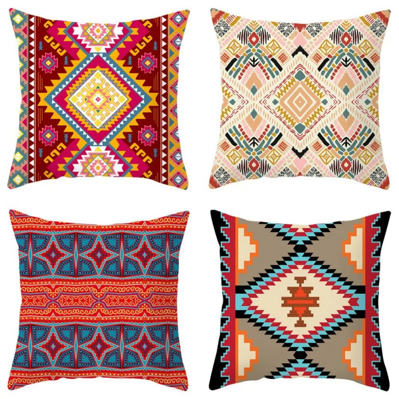 1/4pcs Bohemian Throw Pillows Case Sofa Cushions Decorative Linen Comfortable Geometric Cushion Cover Home Pillowcase Multi-Styl