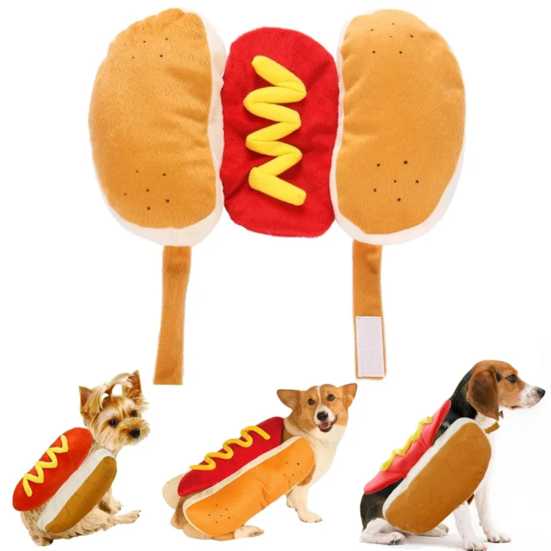 A56X Pet Funny Costume Hot Dog Dress Up, Cute Cat And Puppy Costume Small And Medium Dogs Halloween Party Role Play Gift