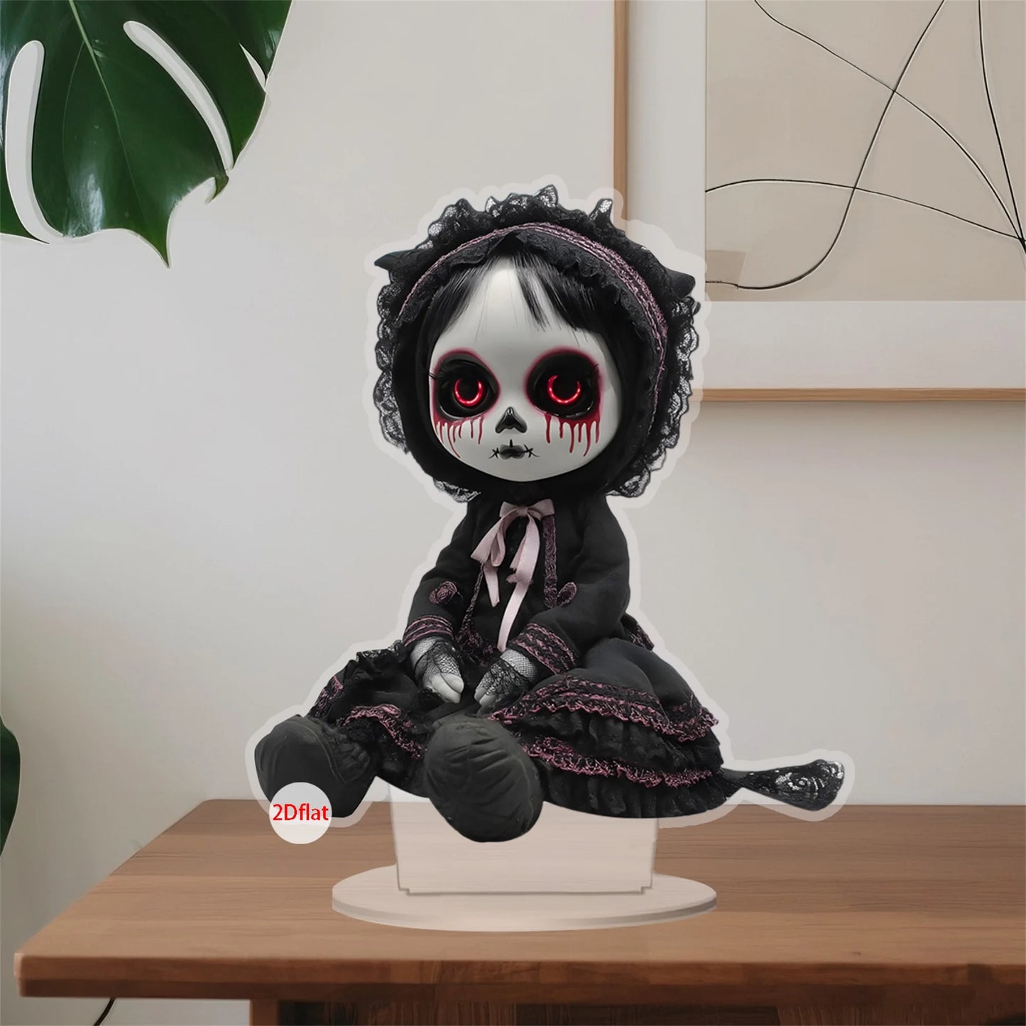 Halloween Tabletop Decor 3D Acrylic Ghostly Figure Haunted House Miniature Spooky Doll for Office Home Party Display