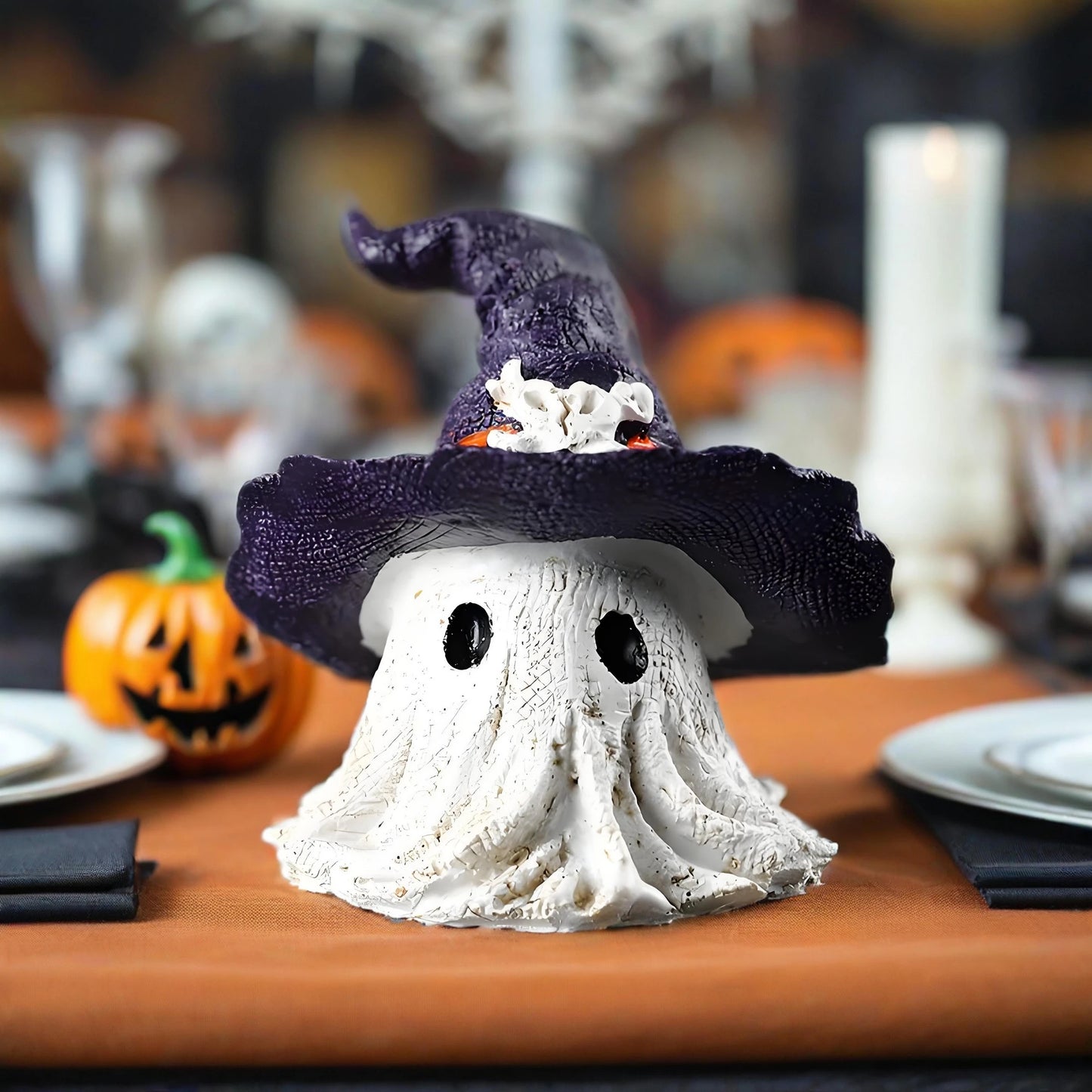 Spooky Halloween Pumpkin Lantern Decoration LED Light Up Jack O Lantern Figurine for Home Party Holiday Decor