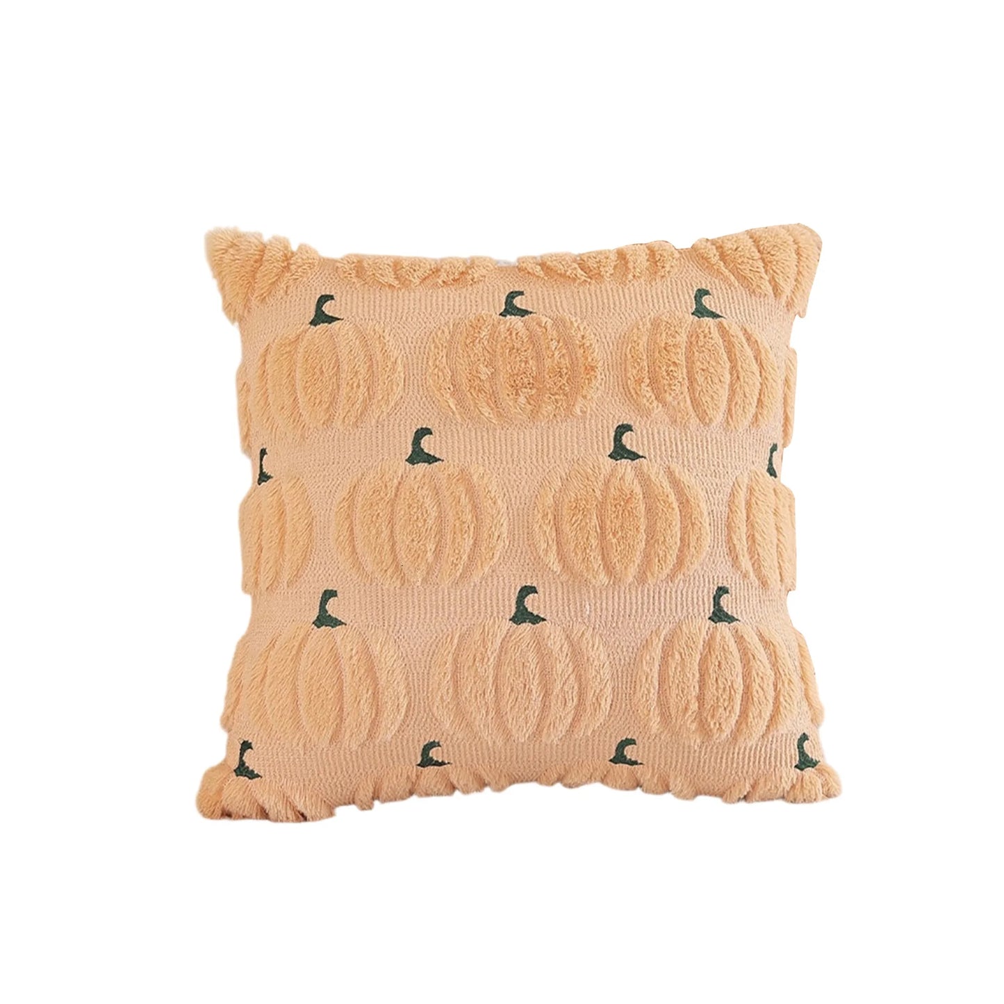 Spooky Halloween Pillowcase with Fuzzy Pumpkin Design Jacquard Pillow Covers for a Festive Home Decor Theme