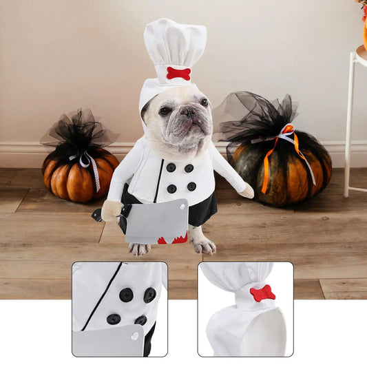 Pet Chef Hat Costume Set Dog Halloween Costume for Stage Performance Holiday