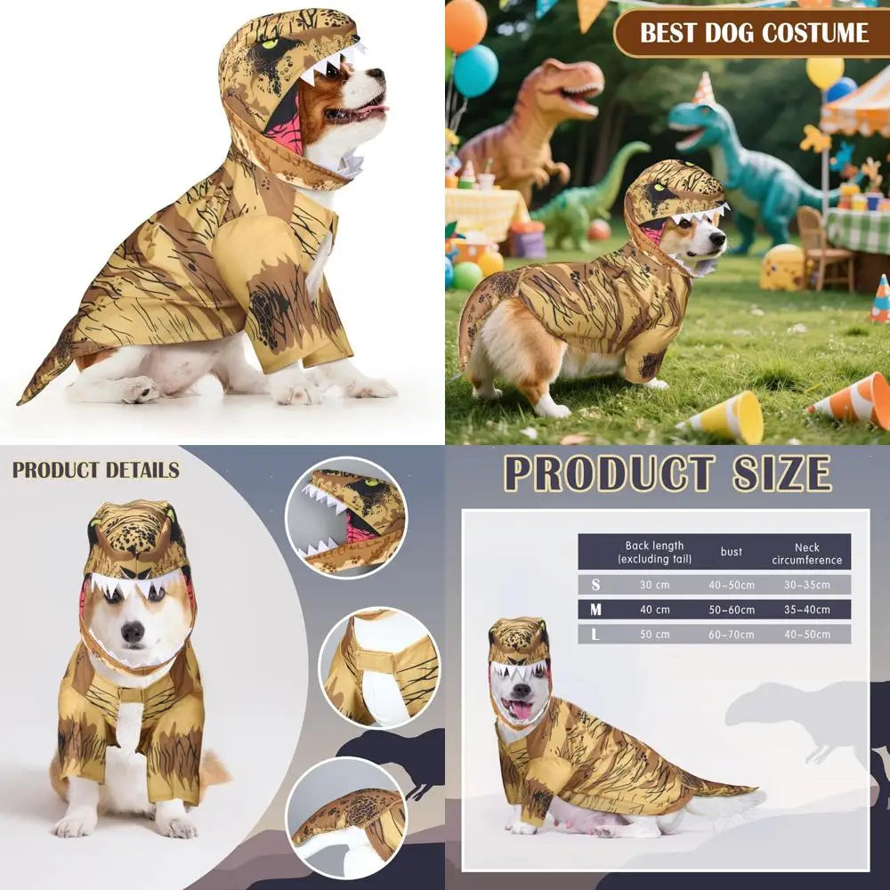 T. Rex Dog Costume Dinosaur Dog Costume Halloween Dino Pet Clothes for Pet Cat Halloween Party Cosplay Events Photo Props, Mediu
