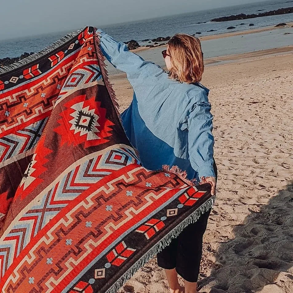 Cotton Knitted Sofa Blanket Geometric Hanging Tapestry Turkish Blanket Camping Beach Rug Living Room Carpet Bedspread deken