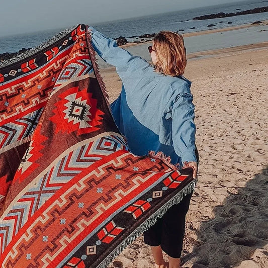 Cotton Knitted Sofa Blanket Geometric Hanging Tapestry Turkish Blanket Camping Beach Rug Living Room Carpet Bedspread deken