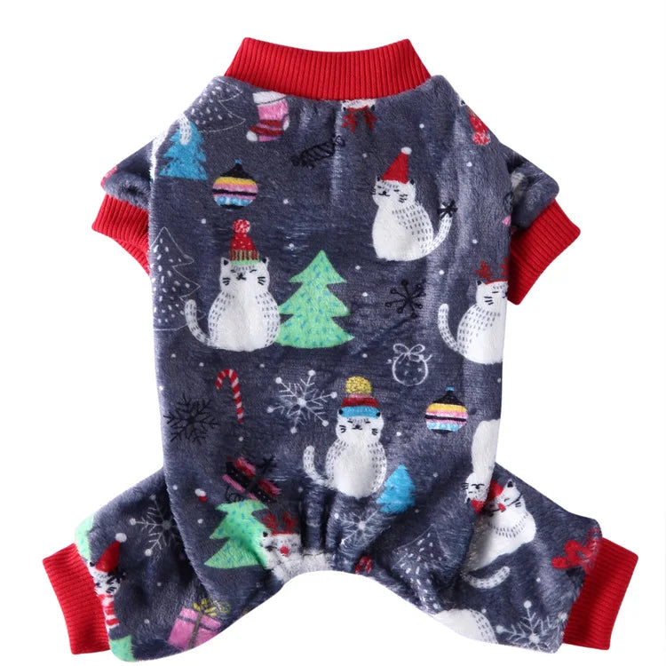 Pet Clothes Four-legged Christmas Dog Coats Costume Fleece Snowflake Cake Elk Autumn and Winter Dog Jackets Halloween Clothes