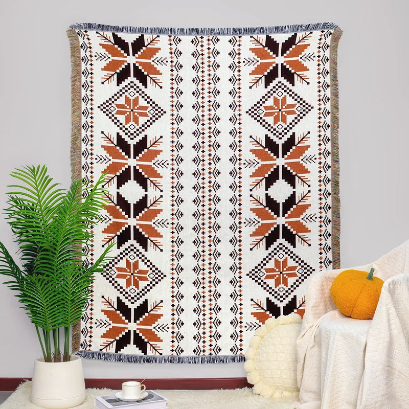 Cotton Knitted Sofa Blanket Geometric Hanging Tapestry Turkish Blanket Camping Beach Rug Living Room Carpet Bedspread deken
