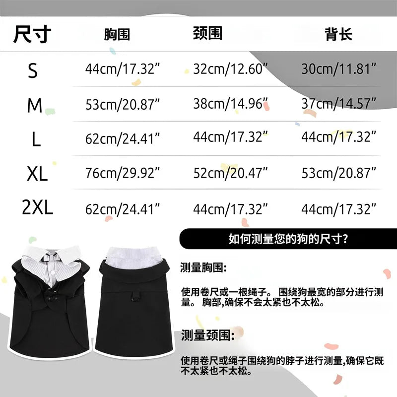 Pet Tuxedo Suit With Bow Tie - Formal Wedding Shirt For Small Dogs And Cats - Adjustable Costume For Christmas Halloween Parties