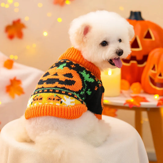 2025 Halloween Pet Costumes - Pumpkin Knit Sweater for Dogs & Cats fit for most small/medium Pets