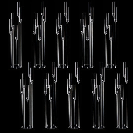 10PCS Acrylic 5 Arm Candelabra Clear Floor Candelabra for Wedding Candlestick Holder for Table Centerpiece Ceremony Party Home