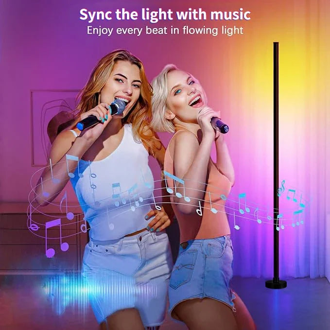 Smart RGB Floor Lamp with Music Sync  Modern Mood Lighting LED Stand Lights for Bedroom Game Room Living Room Decor