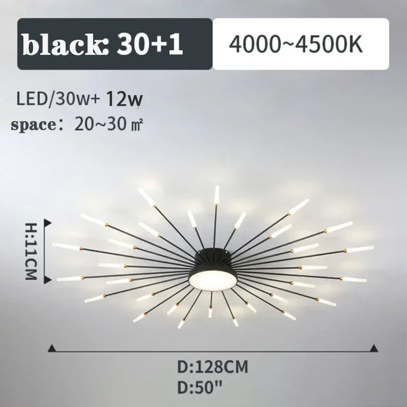 2025 Fireworks Design Ceiling Pendant Light for Living Room Bedroom Lighting Kitchen Chandelier Indoor LED Intelligent