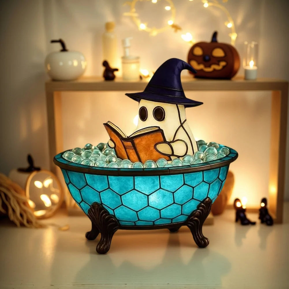 LED Ghost Bubble Bath Lamp Battery Powered Halloween Ghost Night Light Ghost Bathtub Accent Lamp for Home Bathroom Decor