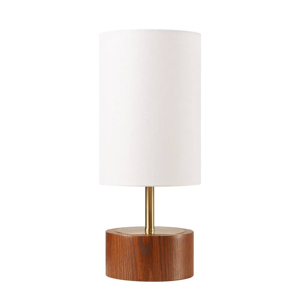 2 Pack Touch Sensor Table Lamp Walnut Brushed Brass Finish Retro Modern Style 16.25 Inch Elegant Lighting Home Decor