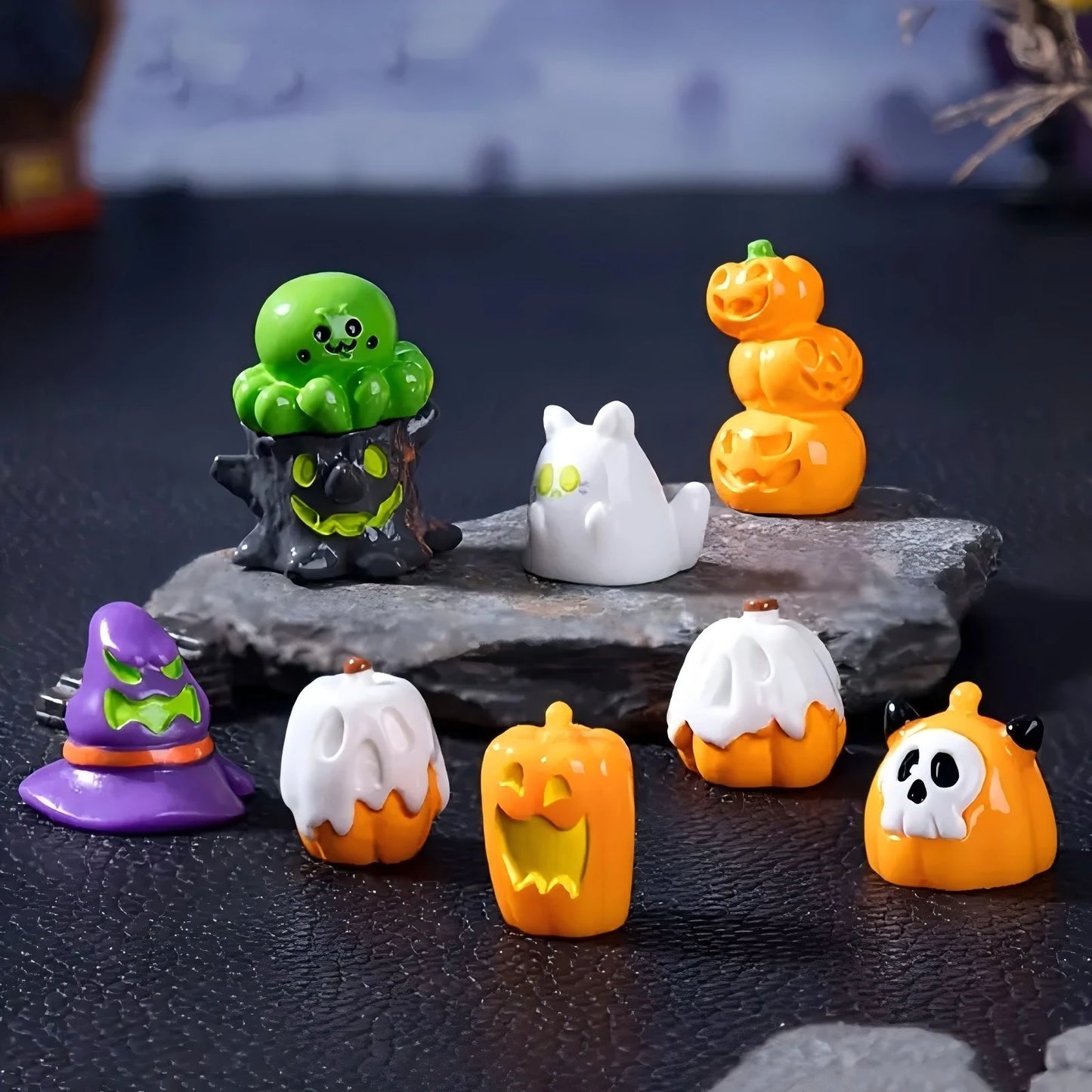 20 pcs Mini Ghost Halloween Figures Resin Miniature Animals Garden Decoration.Dollhouse Micro Landscape Accessories