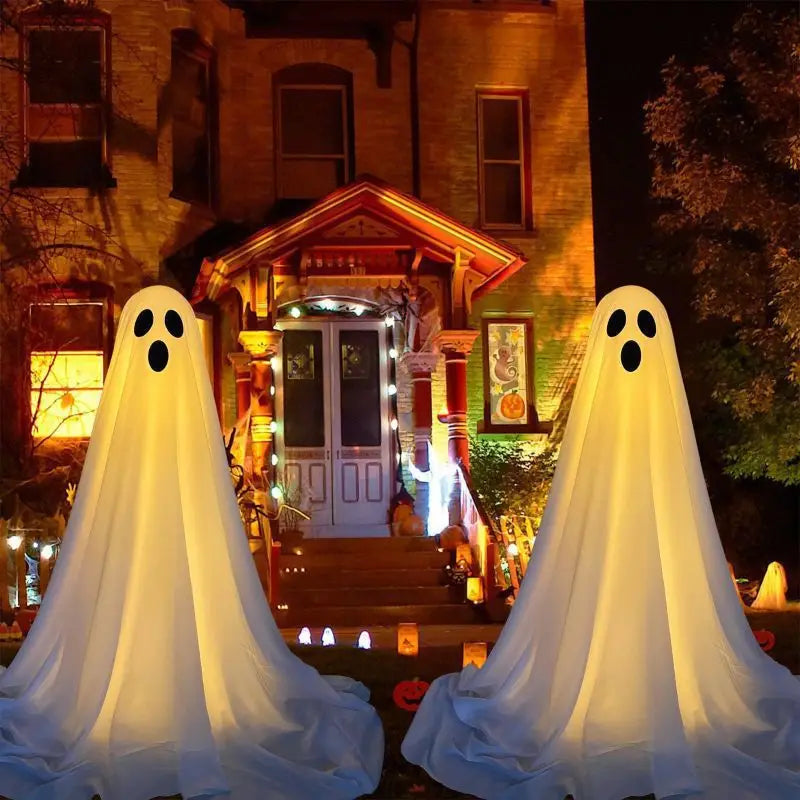 Halloween Ghost Decorations, Outdoor Spooky Ghost with Battery String Lights, Party Decor for Porch Home, Hanging Lantern Gift
