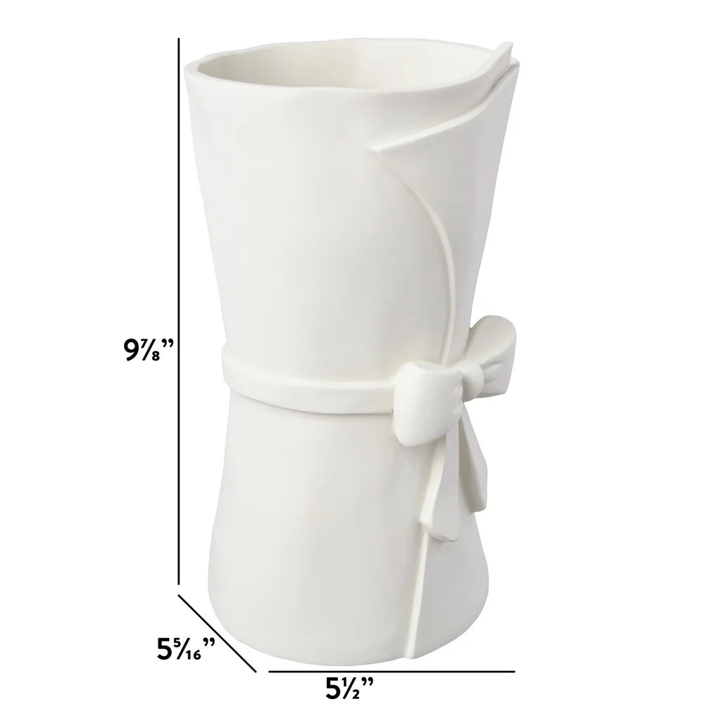 Easter Large Resin Vase with Bow Modern Farmhouse Spring Decor Elegant White Decorative Accessory Home Table Centerpiece
