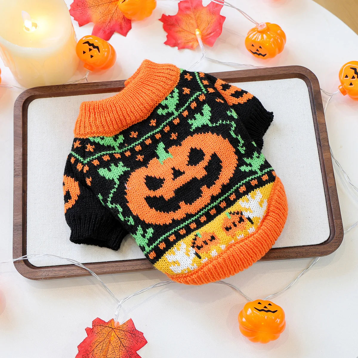 2025 Halloween Pet Costumes - Pumpkin Knit Sweater for Dogs & Cats fit for most small/medium Pets