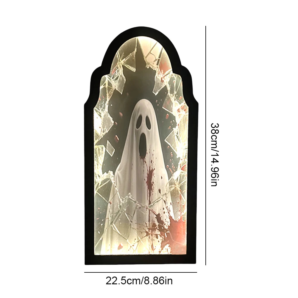 Halloween Ghost Mirror Night Light Cute Halloween Home Accessories Spooky Halloween Hologram Ghost Hallowmas Decor 35/50cm