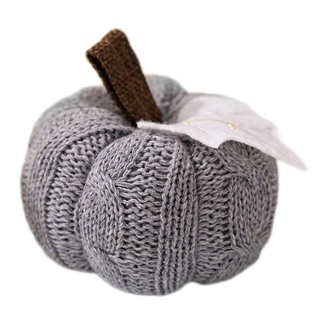 1-3PCS Autumn New Knit Mini Pumpkin with Maple Leaf Decoration Halloween Thanksgiving Day Kitchen Centerpiece Ornament Gifts