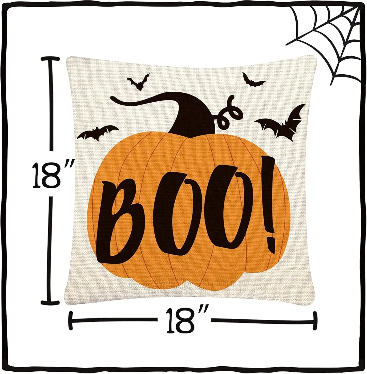 4-Pack Halloween Pillow Covers 18x18 – Trick or Treat Linen Cushion Cases for Sofa & Bed Decor