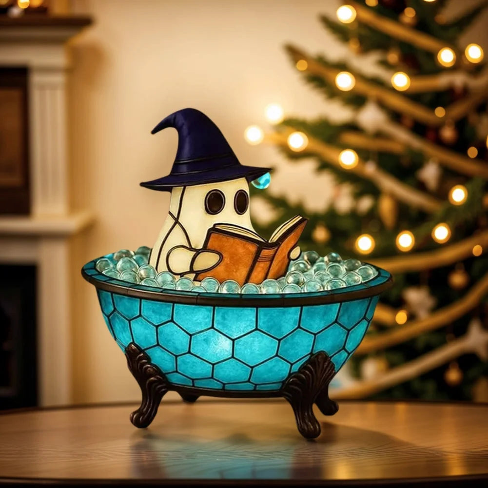 LED Ghost Bubble Bath Lamp Battery Powered Halloween Ghost Night Light Ghost Bathtub Accent Lamp for Home Bathroom Decor