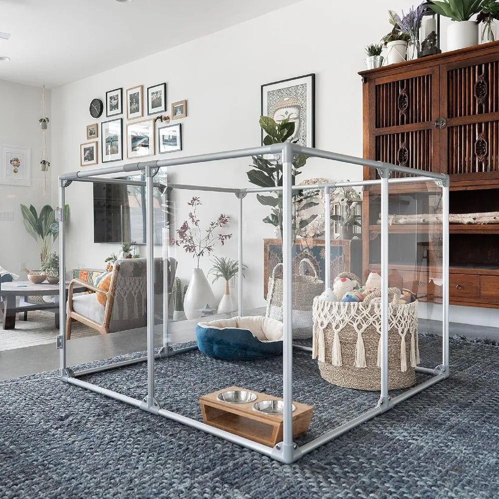 36" Tall Medium Lucidium Pet Pen, Silver