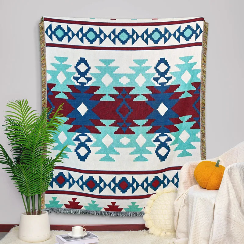 Cotton Knitted Sofa Blanket Geometric Hanging Tapestry Turkish Blanket Camping Beach Rug Living Room Carpet Bedspread deken