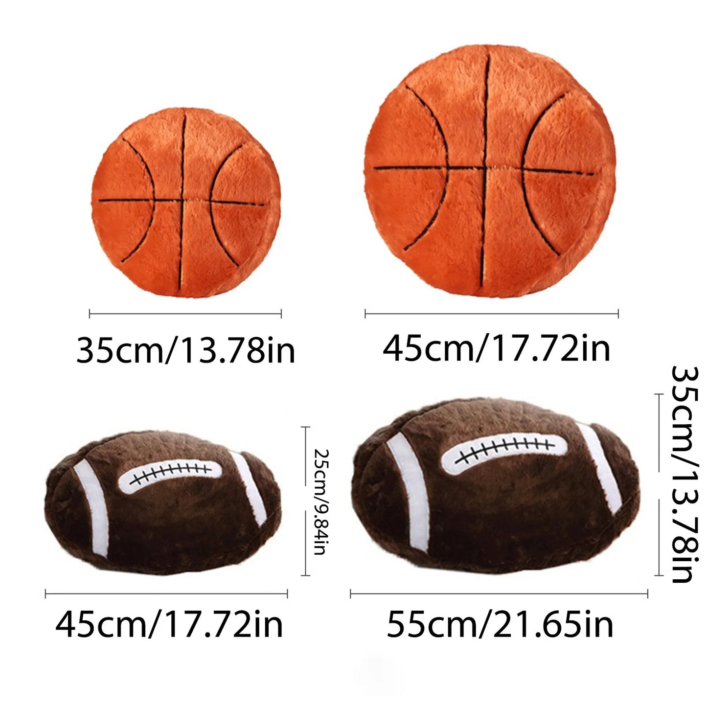 Plush Soccer Ball Throw Pillow Cushion Sports Basketball Rugby Baseball Birthday Gift Football Basketball Sports Fan Present