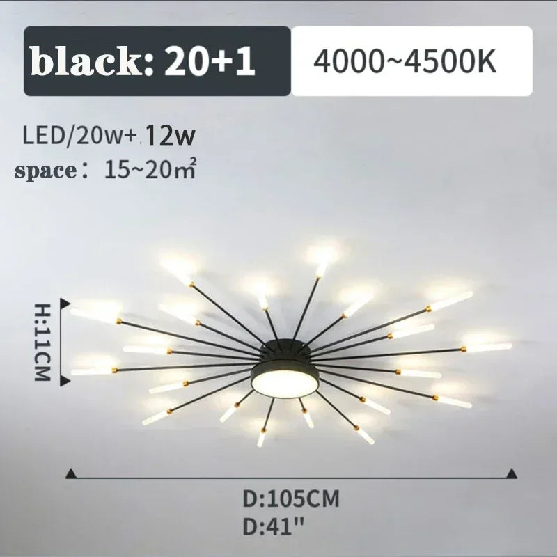 2025 Fireworks Design Ceiling Pendant Light for Living Room Bedroom Lighting Kitchen Chandelier Indoor LED Intelligent