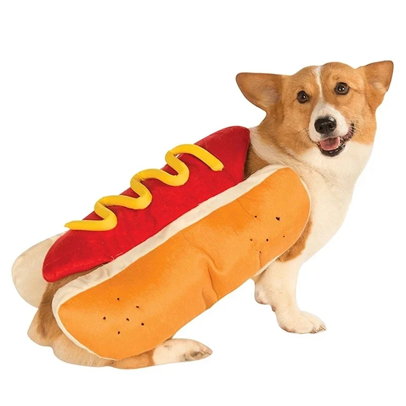 A56X Pet Funny Costume Hot Dog Dress Up, Cute Cat And Puppy Costume Small And Medium Dogs Halloween Party Role Play Gift