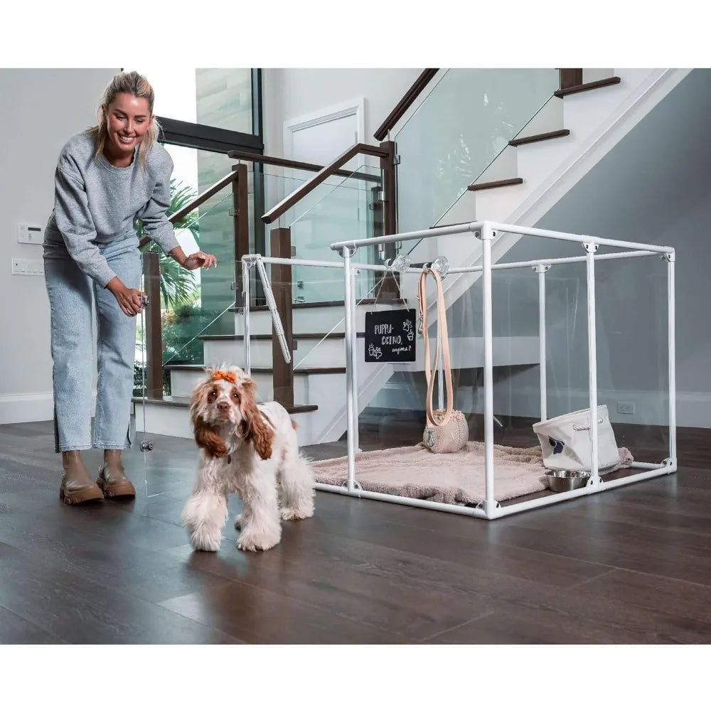 36" Tall Medium Lucidium Pet Pen, Silver