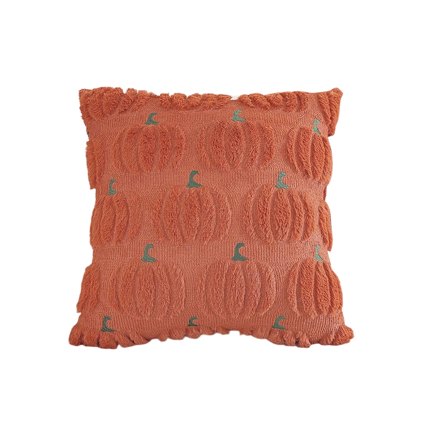 Spooky Halloween Pillowcase with Fuzzy Pumpkin Design Jacquard Pillow Covers for a Festive Home Decor Theme