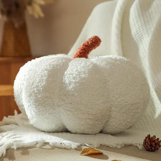 Pumpkin Pillows Halloween Pumpkin Throw Pillows White Shaped Pillow for Fall Room Decor Gifts Teddy Fleece Cute 6x12 Inches Hal